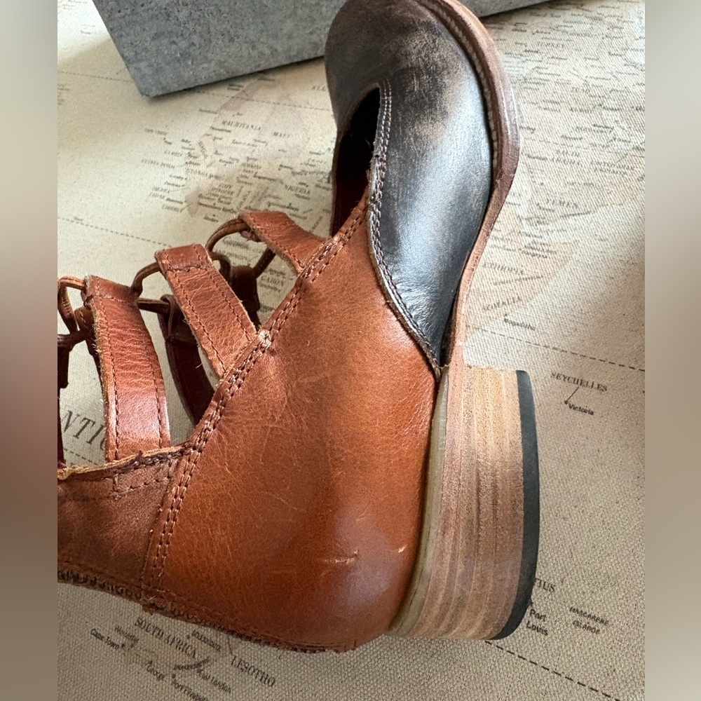 Freebird by Steven Malone Cognac Multi Leather Shoes Booties 9 - Picture 9 of 13